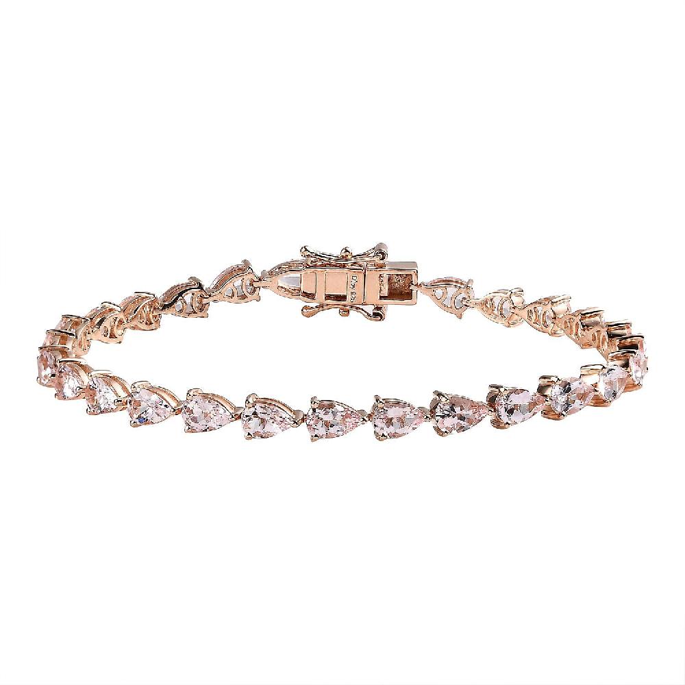 shop lc Pink Morganite Tennis Bracelet in Vermeil Rose Gold Over Sterling Silver (7.25 In) 9.85 ctw