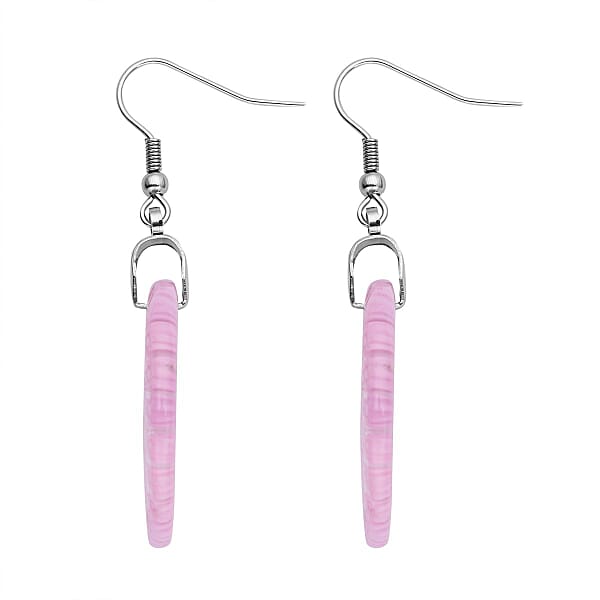 Shop Lc Pink Murano Style Dangle Earrings In Stainless Steel
