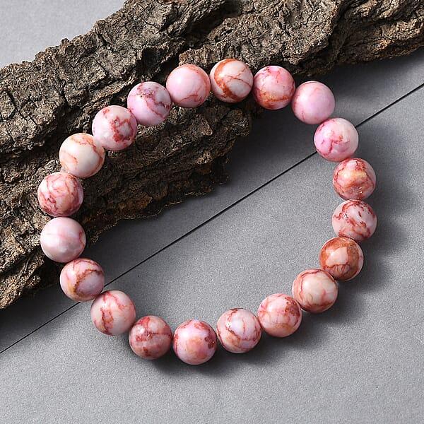 Shop Lc Pink Web Jasper 150.00 Ctw Beaded Stretch Bracelet
