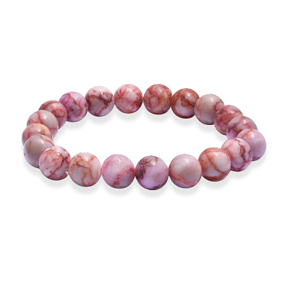 shop lc Pink Web Jasper 150.00 ctw Beaded Stretch Bracelet