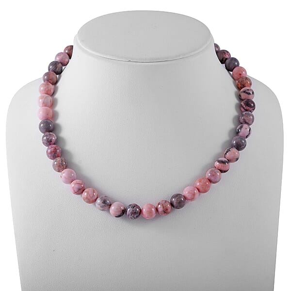 Shop Lc Pink Zebra Jasper 250.00 Ctw Beaded Necklace In Sterling Silver 18 Inches