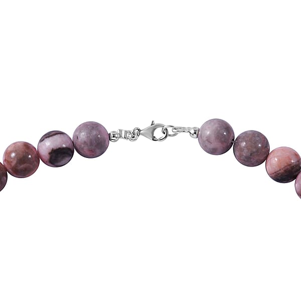 Shop Lc Pink Zebra Jasper 250.00 Ctw Beaded Necklace In Sterling Silver 18 Inches