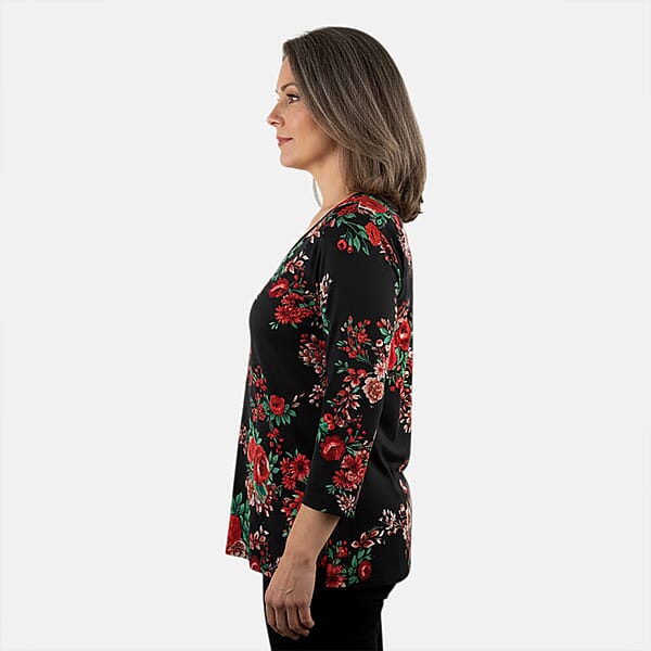 Shop Lc Pioneer Woman Black Dark Floral Knit Long Sleeve Blouse S