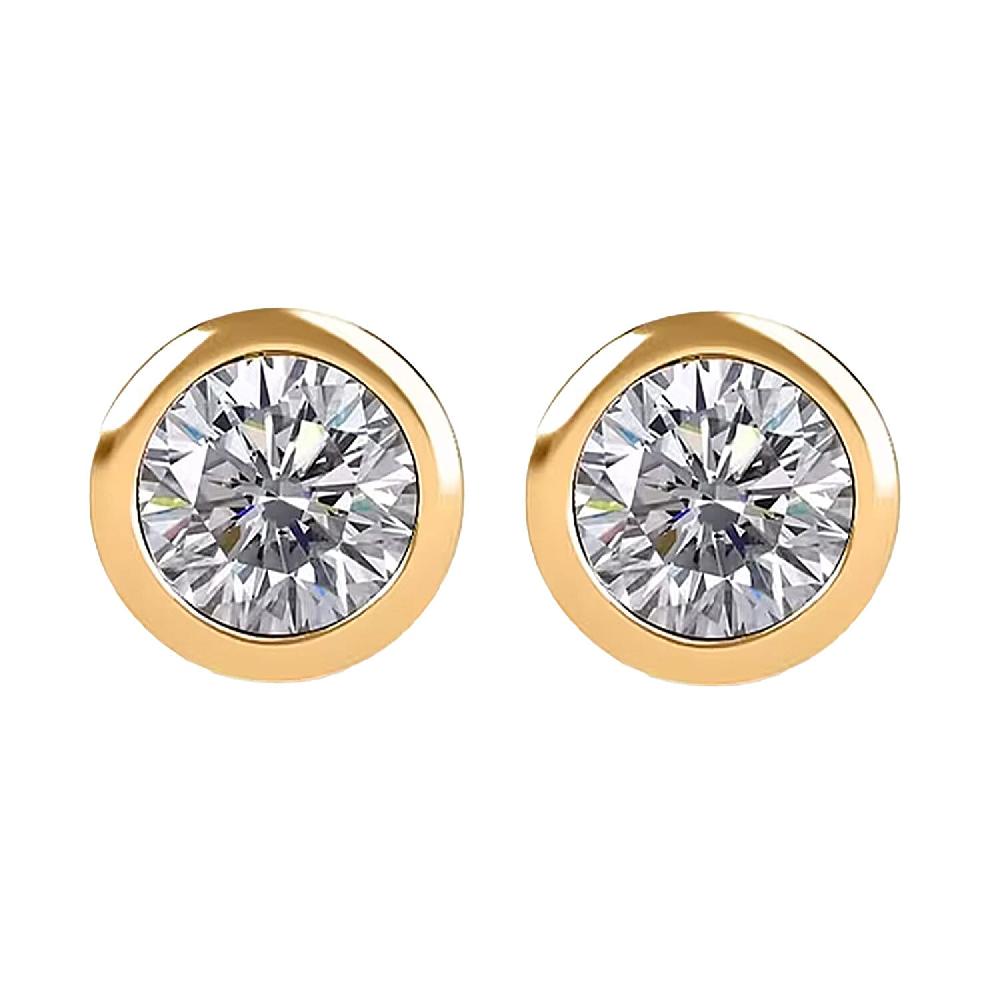 shop lc Poke Free Moissanite 0.50 ctw Stud Earrings in Vermeil Yellow Gold Over Sterling Silver (Del. in 10-12 Days)