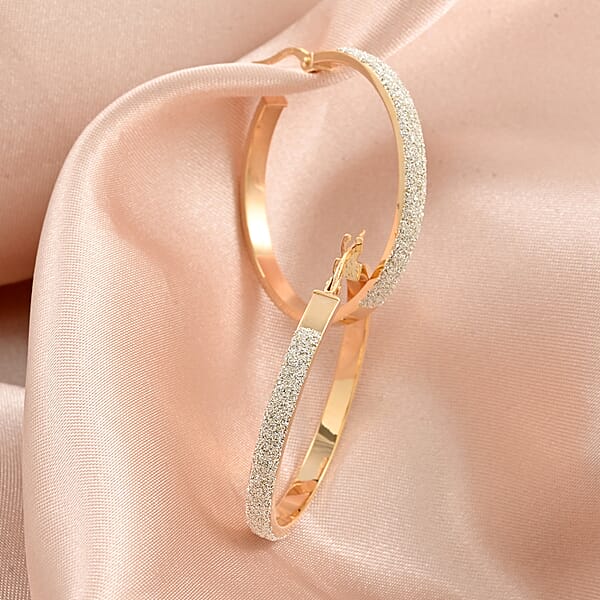 Shop Lc Polvere Di Stelle Italian 10K Yellow And White Gold Hoop Earrings 2.10 Grams