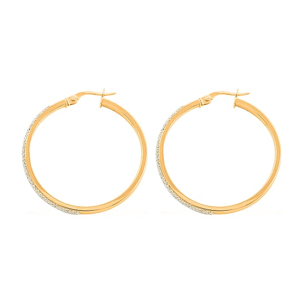 Shop Lc Polvere Di Stelle Italian 10K Yellow And White Gold Hoop Earrings 2.10 Grams