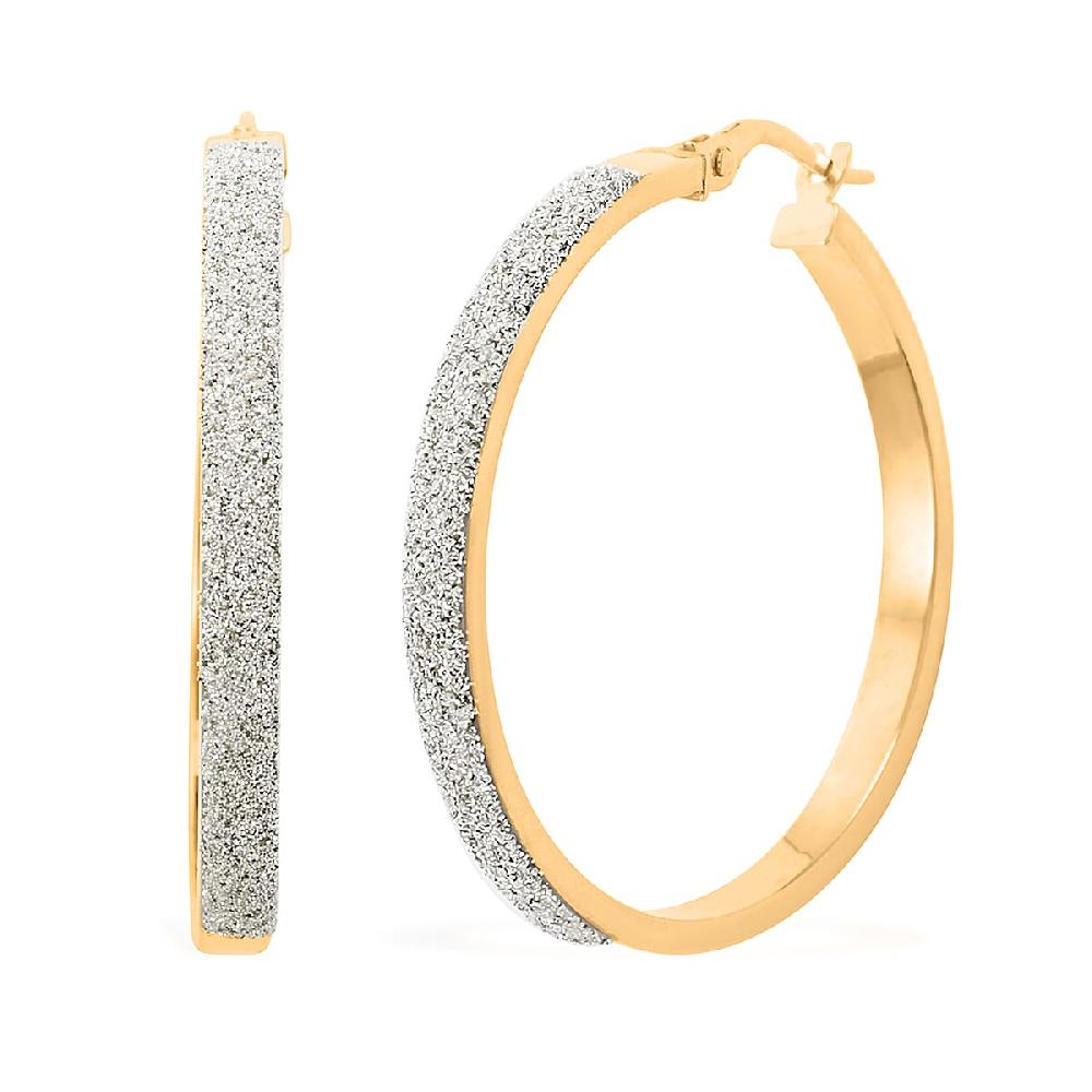 shop lc Polvere Di Stelle Italian 10K Yellow and White Gold Hoop Earrings 2.10 Grams