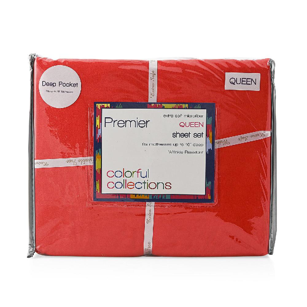 shop lc Premier Colorful Collections 4pc Red Microfiber Sheet Set -King