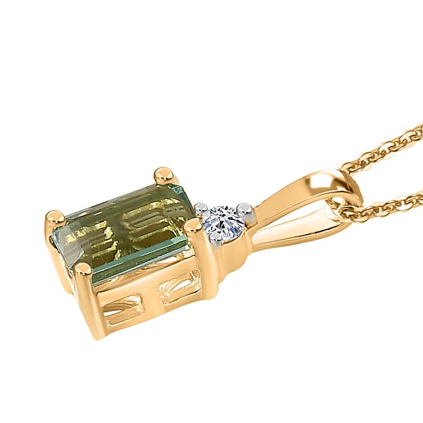 Shop Lc Premium Arquiana Mint Tourmaline And Luxuriant Lab Grown Diamond G-H SI 0.65 Ctw Blush Majesty Pendant Necklace In 18K Vermeil Yellow Gold Over Sterling Silver 20 Inches