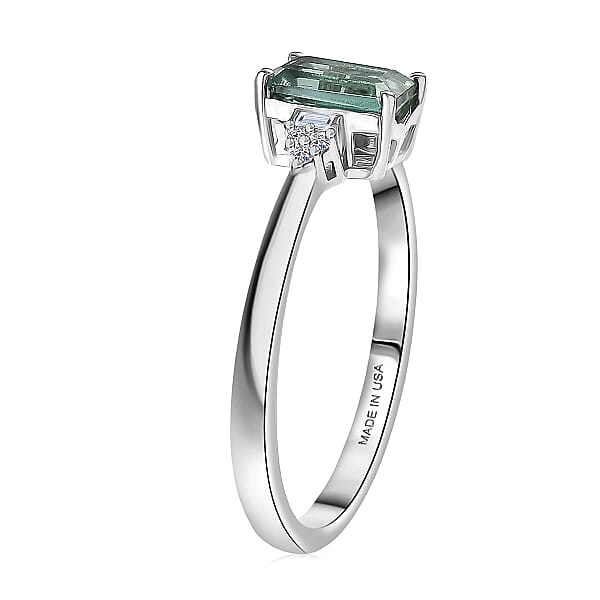 Shop Lc Premium Arquiana Mint Tourmaline Luxuriant Lab Grown Diamond (G-H SI) Blush Majesty Ring In Rhodium Over Sterling Silver 1.20 Ctw