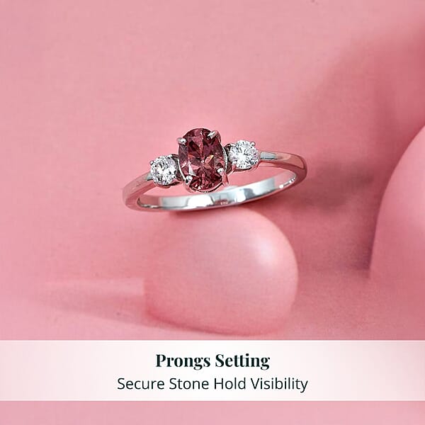 Shop Lc Premium Color Change Garnet And G-H SI Luxuriant Lab Grown Diamond 1.20 Ctw Ring In Rhodium Over Sterling Silver