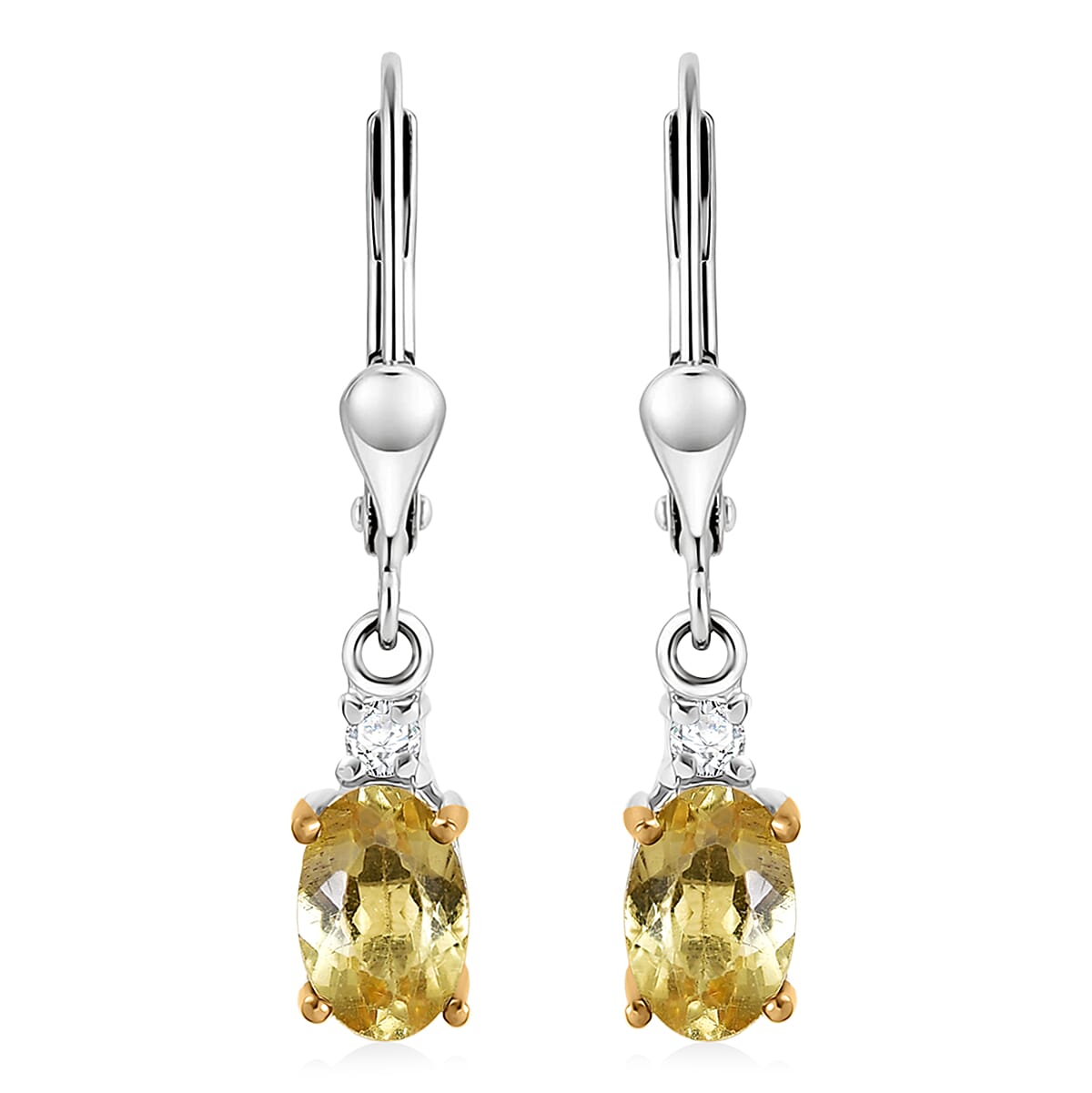 shop lc Premium Golden Apatite and Luxuriant Lab Grown Diamond G-H SI 0.90 ctw Golden Focus Earrings in 18K Vermeil YG and Rhodium Over Sterling Silver