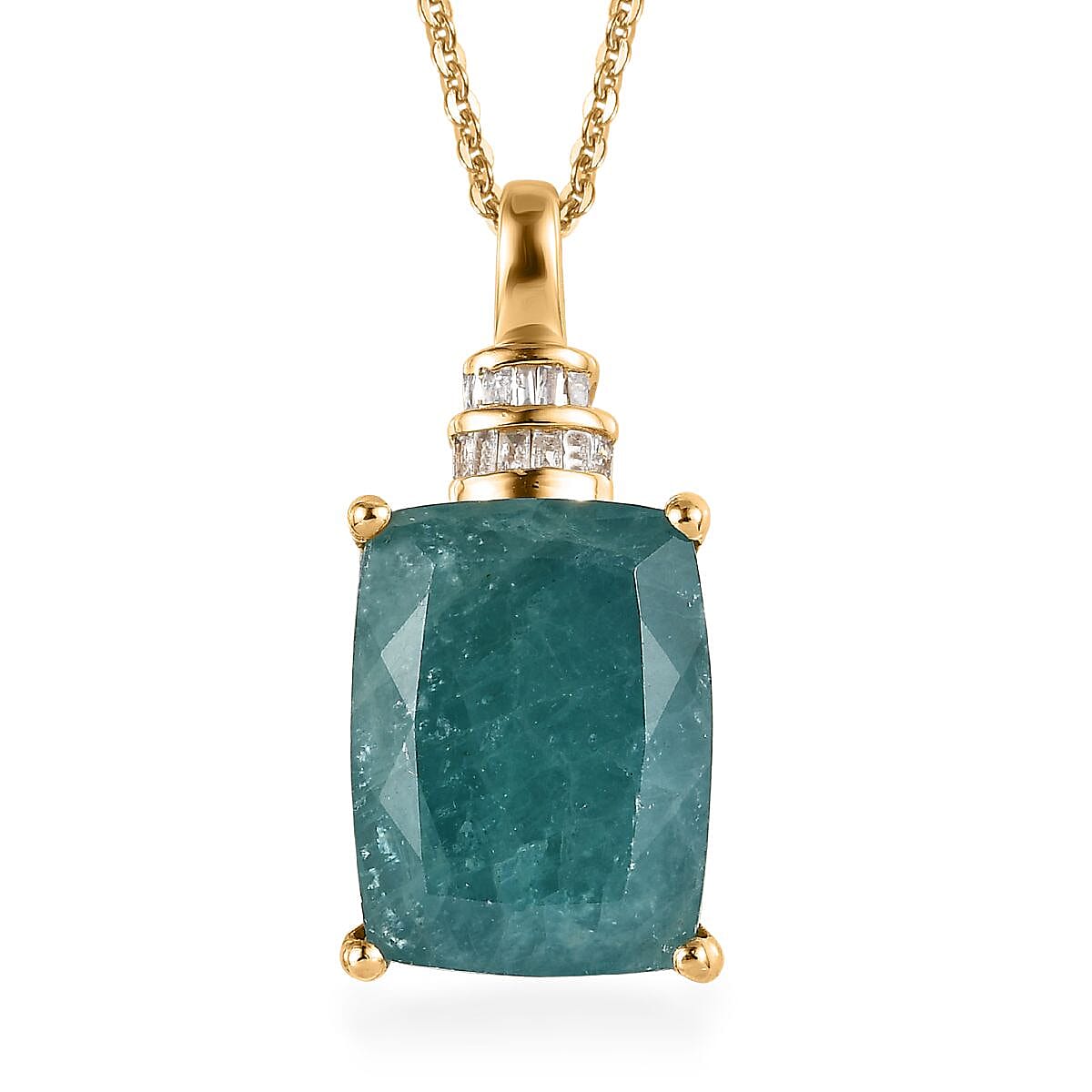 shop lc Premium Grandidierite and Diamond 12.85 ctw Pendant Necklace in Vermeil Yellow Gold Over Sterling Silver 20 Inches
