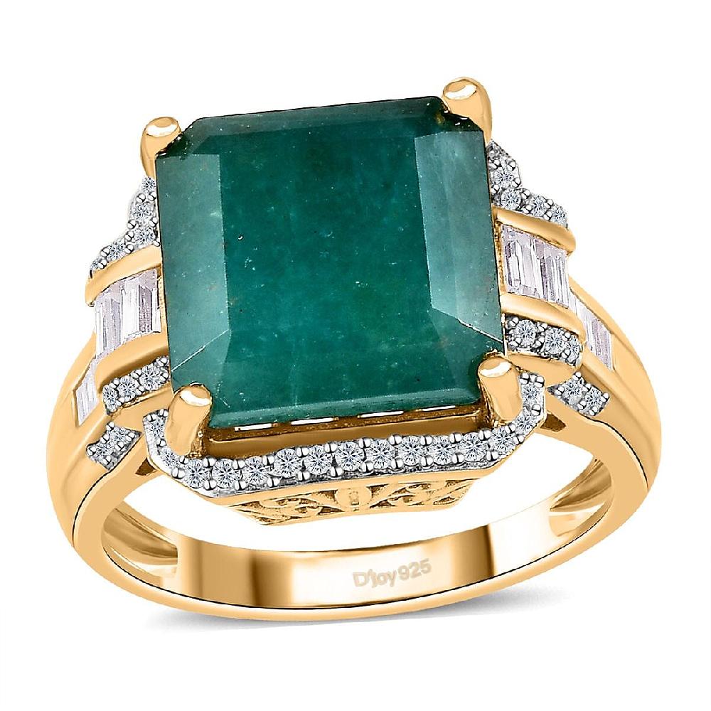 shop lc Premium Grandidierite and Moissanite 10.20 ctw Ring in Vermeil Yellow Gold Over Sterling Silver