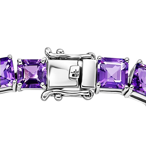 Shop Lc Premium Lusaka Amethyst Luxuriant Lab Grown Diamond G-H SI 28.60 Ctw Tennis Bracelet In Rhodium Over Sterling Silver (7.25 In) (Del. In 10-12 Days)