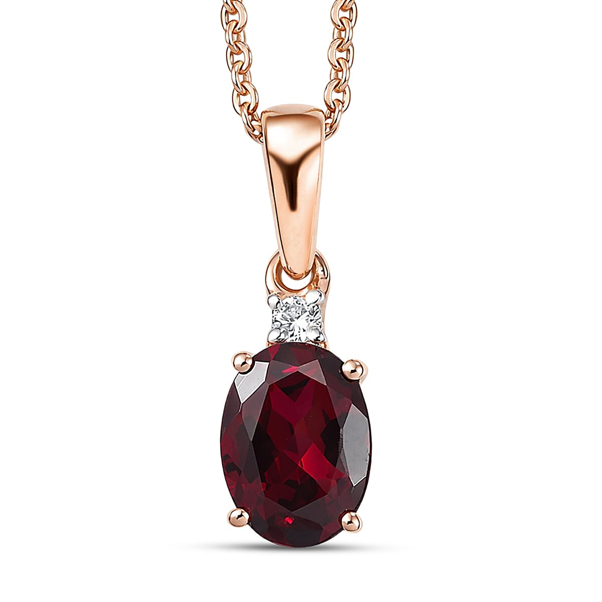 shop lc Premium Malawi Magenta Garnet and Luxuriant Lab Grown Diamond G-H SI 1.50 ctw Solace Pendant Necklace in 18K Vermeil Rose Gold Over Sterling Silver 20 Inches