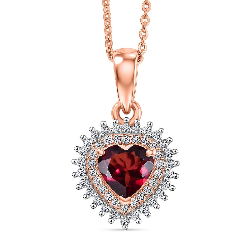 shop lc Premium Malawi Magenta Garnet Luxuriant Lab Grown Diamond G-H SI 1.00 ctw Crown Affair Pendant Necklace in 18K Vermeil Rose Gold Over Sterling Silver 20 Inches