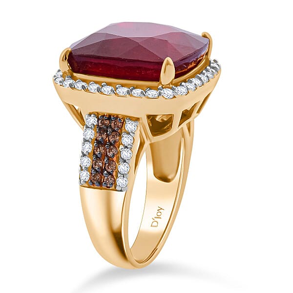 Shop Lc Premium Niassa Ruby (FF) And Multi Gemstone 21.90 Ctw Royal Reflection Ring In 18K Vermeil Yellow Gold Over Sterling Silver