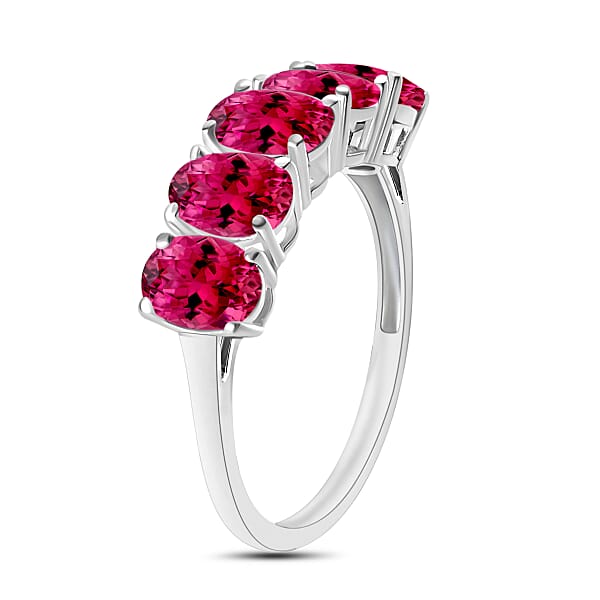 Shop Lc Premium Ouro Fino Rubellite 2.25 Ctw 2.30 Ctw 5 Stone Ring In Platinum Over Sterling Silver (Del. In 10-12 Days)