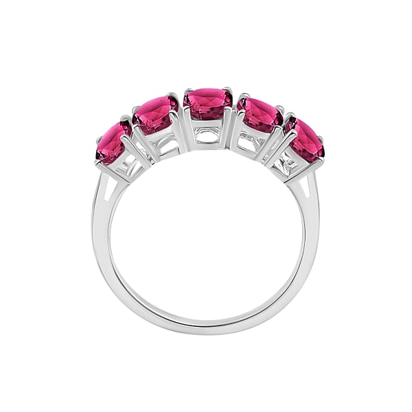 Shop Lc Premium Ouro Fino Rubellite 2.25 Ctw 2.30 Ctw 5 Stone Ring In Platinum Over Sterling Silver (Del. In 10-12 Days)