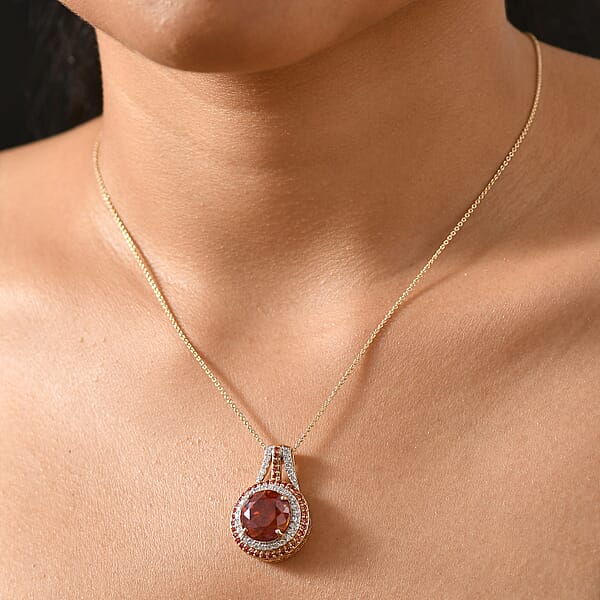 Shop Lc Premium Picos Altos Sphalerite AAA Padparadscha Sapphire Luxuriant Lab Grown Diamond 13.10 Ctw Inferno Royale Pendant Necklace 20 Inches In 10K Yellow Gold 5.80 Grams