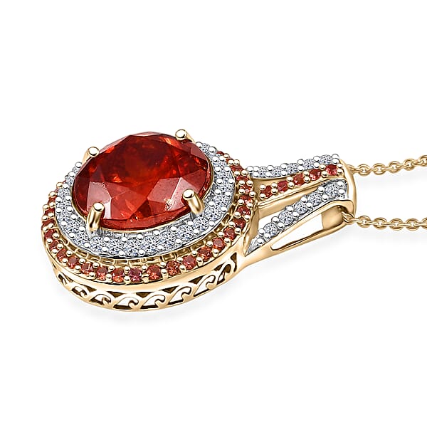 Shop Lc Premium Picos Altos Sphalerite AAA Padparadscha Sapphire Luxuriant Lab Grown Diamond 13.10 Ctw Inferno Royale Pendant Necklace 20 Inches In 10K Yellow Gold 5.80 Grams