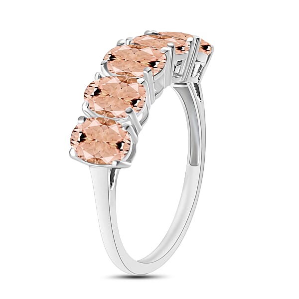 Shop Lc Premium Pink Morganite 5 Stone Ring In Platinum Over Sterling Silver 2.75 Ctw (Del. In 10-12 Days)