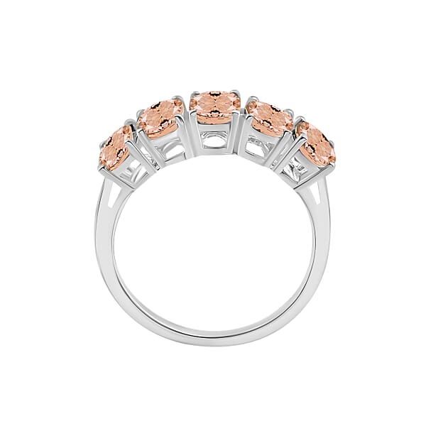 Shop Lc Premium Pink Morganite 5 Stone Ring In Platinum Over Sterling Silver 2.75 Ctw (Del. In 10-12 Days)