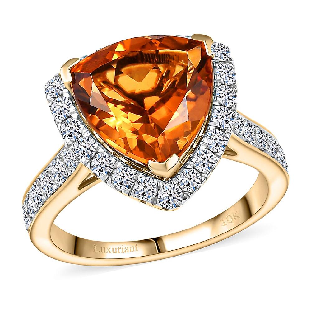 shop lc Premium Santa Ana Madeira Citrine and Luxuriant Lab Grown Diamond G-H SI 4.74 ctw Ring in 10K Yellow Gold