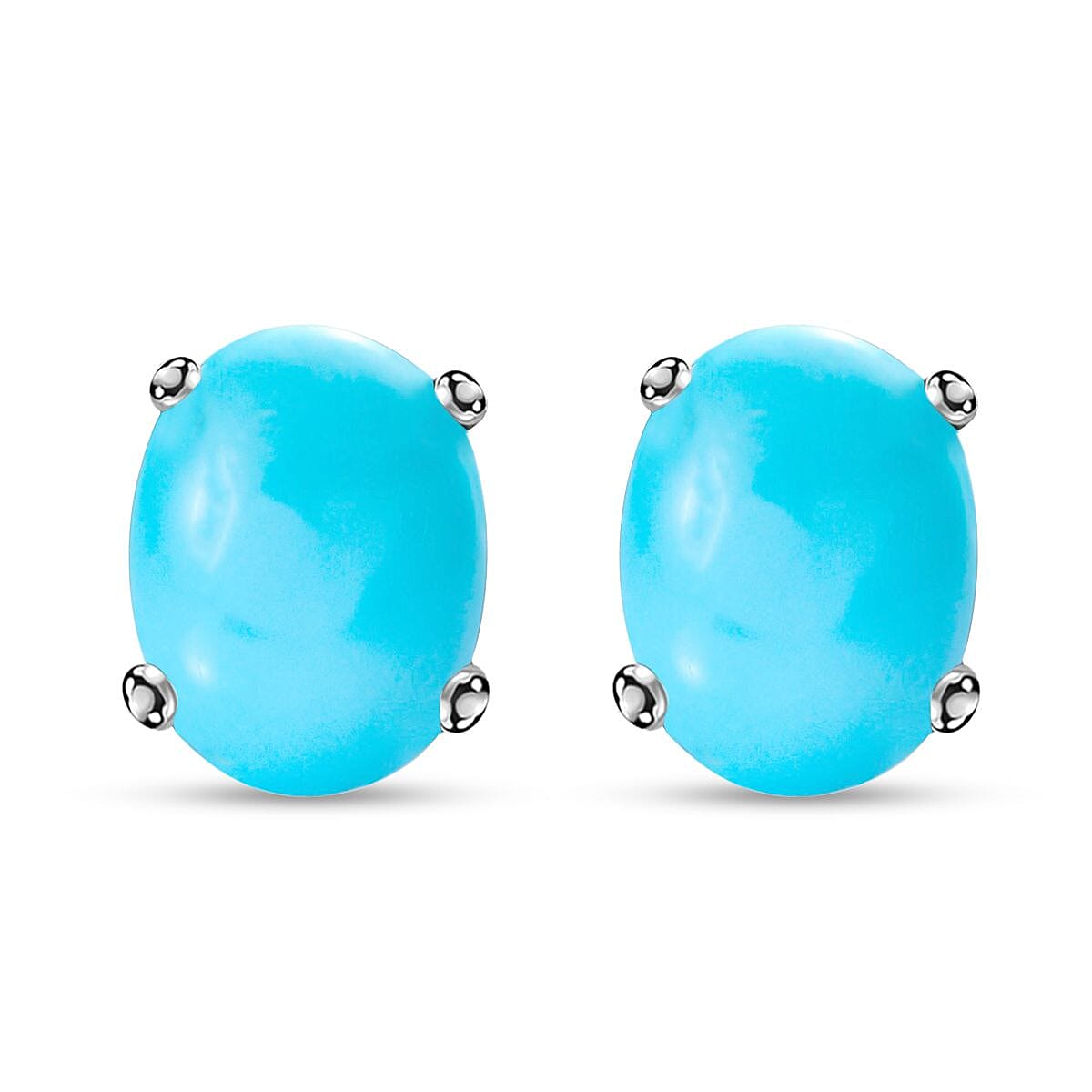 shop lc Premium Sleeping Beauty Turquoise 2.35 ctw Solitaire Stud Earrings in 14K White Gold (Del. in 10-12 Days)