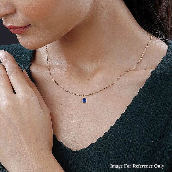 Shop Lc Premium Tanzanian Blue Spinel (DF) And Luxuriant Lab Grown Diamond G-H SI 4.30 Ctw Majestic Halo Pendant Necklace In 10K Yellow Gold 18 Inches