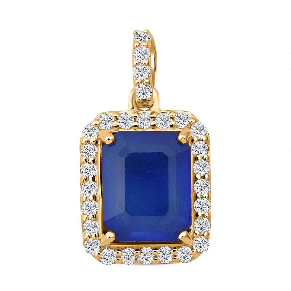 shop lc Premium Tanzanian Blue Spinel (DF) and Luxuriant Lab Grown Diamond G-H SI 4.30 ctw Majestic Halo Pendant Necklace in 10K Yellow Gold 18 Inches