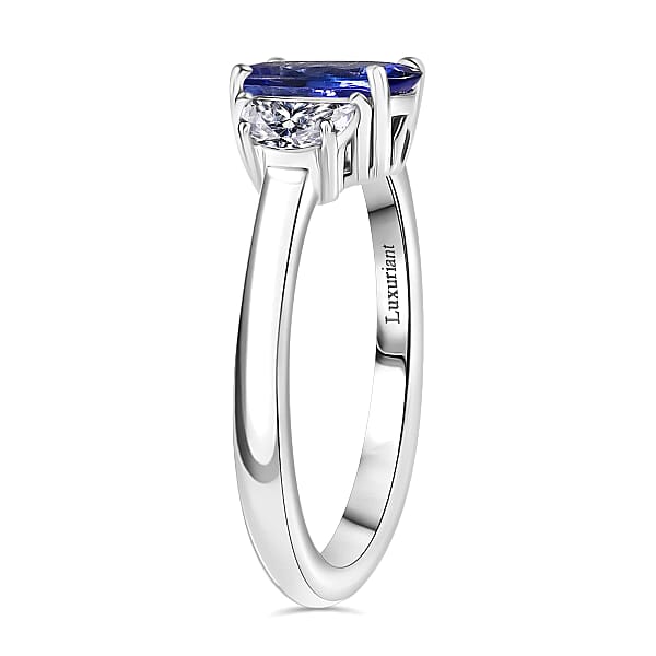 Shop Lc Premium Tanzanite And Luxuriant Lab Grown Diamond E-F VS 2.15 Ctw Ring In 950 Platinum (Size 8.5)