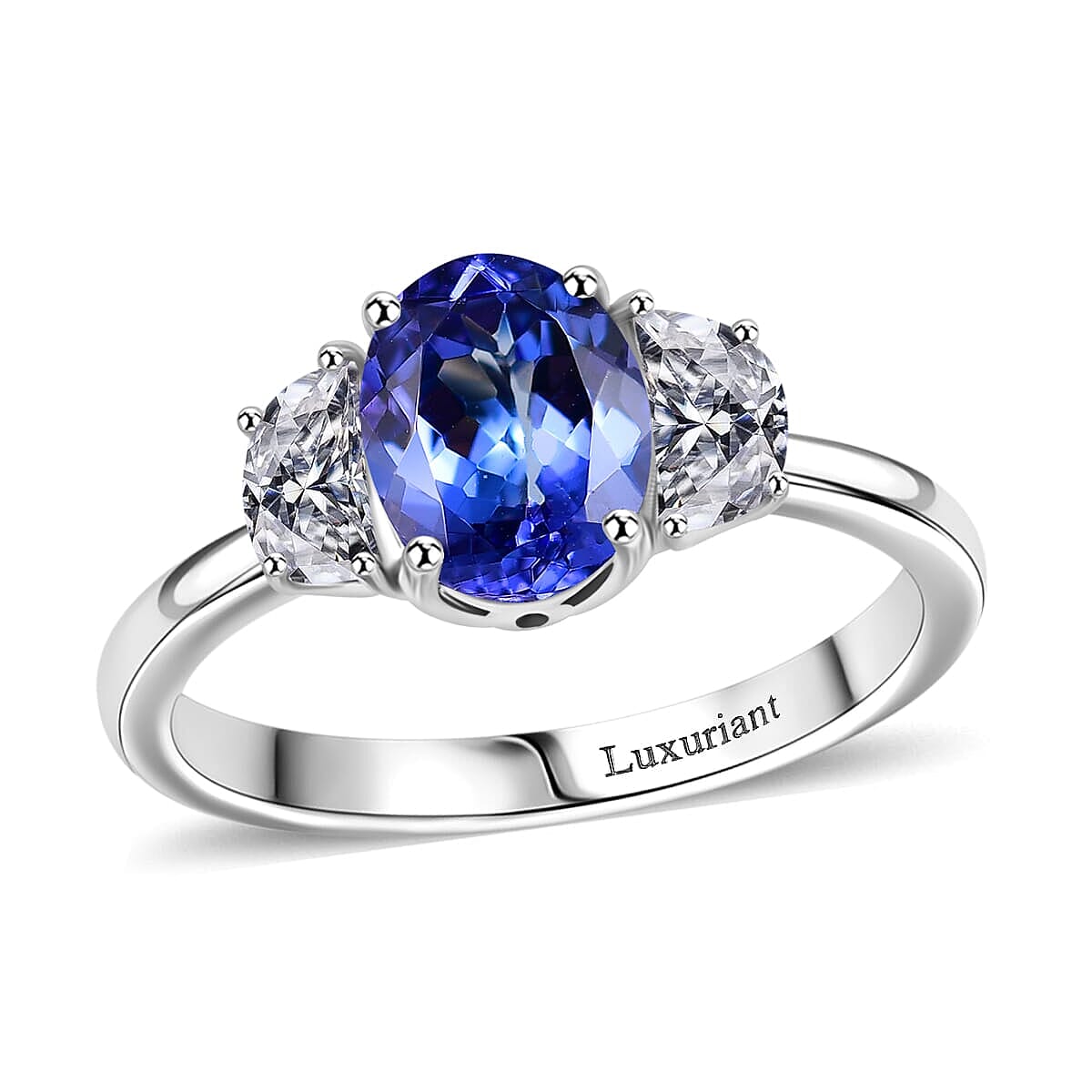shop lc Premium Tanzanite and Luxuriant Lab Grown Diamond E-F VS 2.15 ctw Ring in 950 Platinum (Size 8.5)