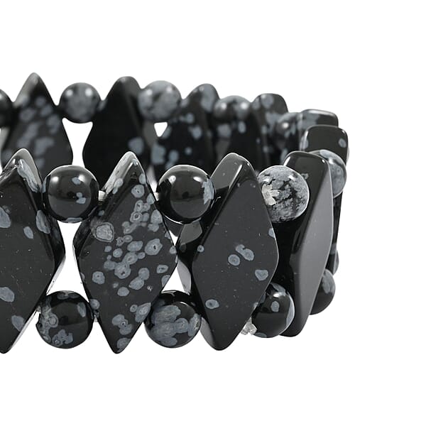 Shop Lc Princess Snowflake Obsidian 133.65 Ctw Stretch Bracelet (6-7In)