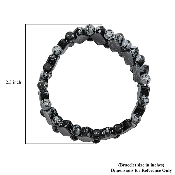 Shop Lc Princess Snowflake Obsidian 133.65 Ctw Stretch Bracelet (6-7In)