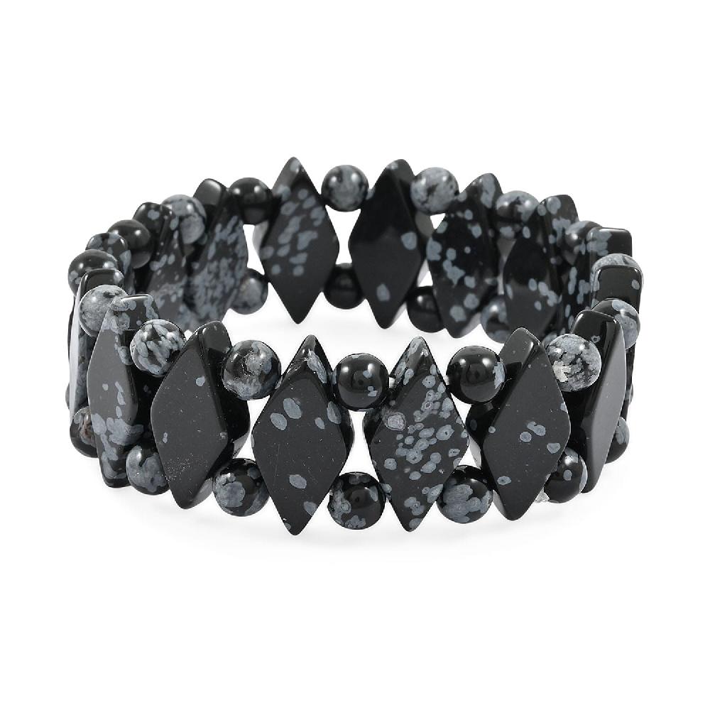shop lc Princess Snowflake Obsidian 133.65 ctw Stretch Bracelet (6-7In)