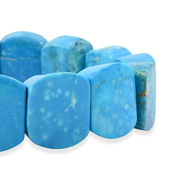 Shop Lc Puffy Dome Magnesite Turquoise 192.45 Ctw Stretch Bracelet