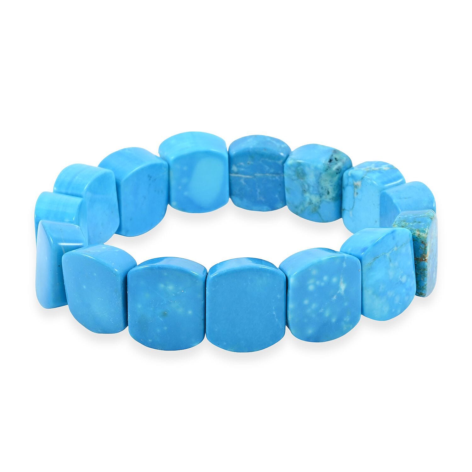 shop lc Puffy Dome Magnesite Turquoise 192.45 ctw Stretch Bracelet