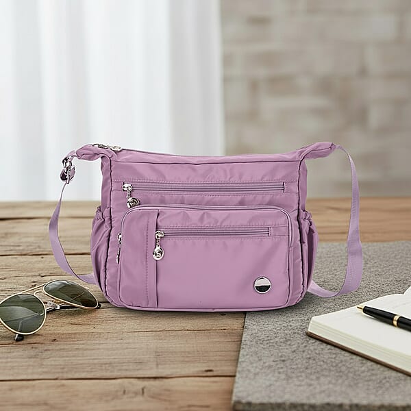 Shop Lc Purple Multi Pocket Nylon Crossbody Bag With Shoulder Strap