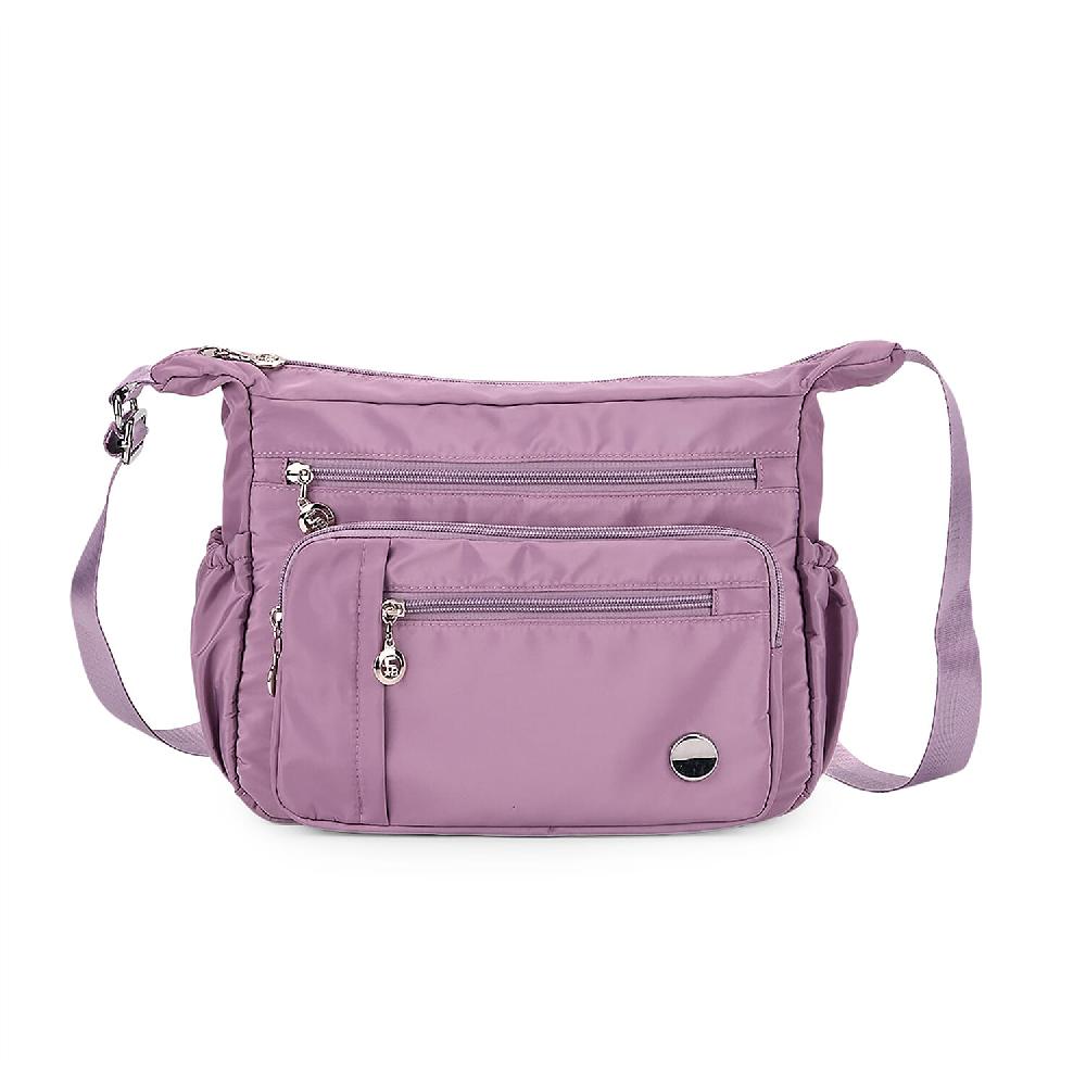 shop lc Purple Multi Pocket Nylon Crossbody Bag with Shoulder Strap