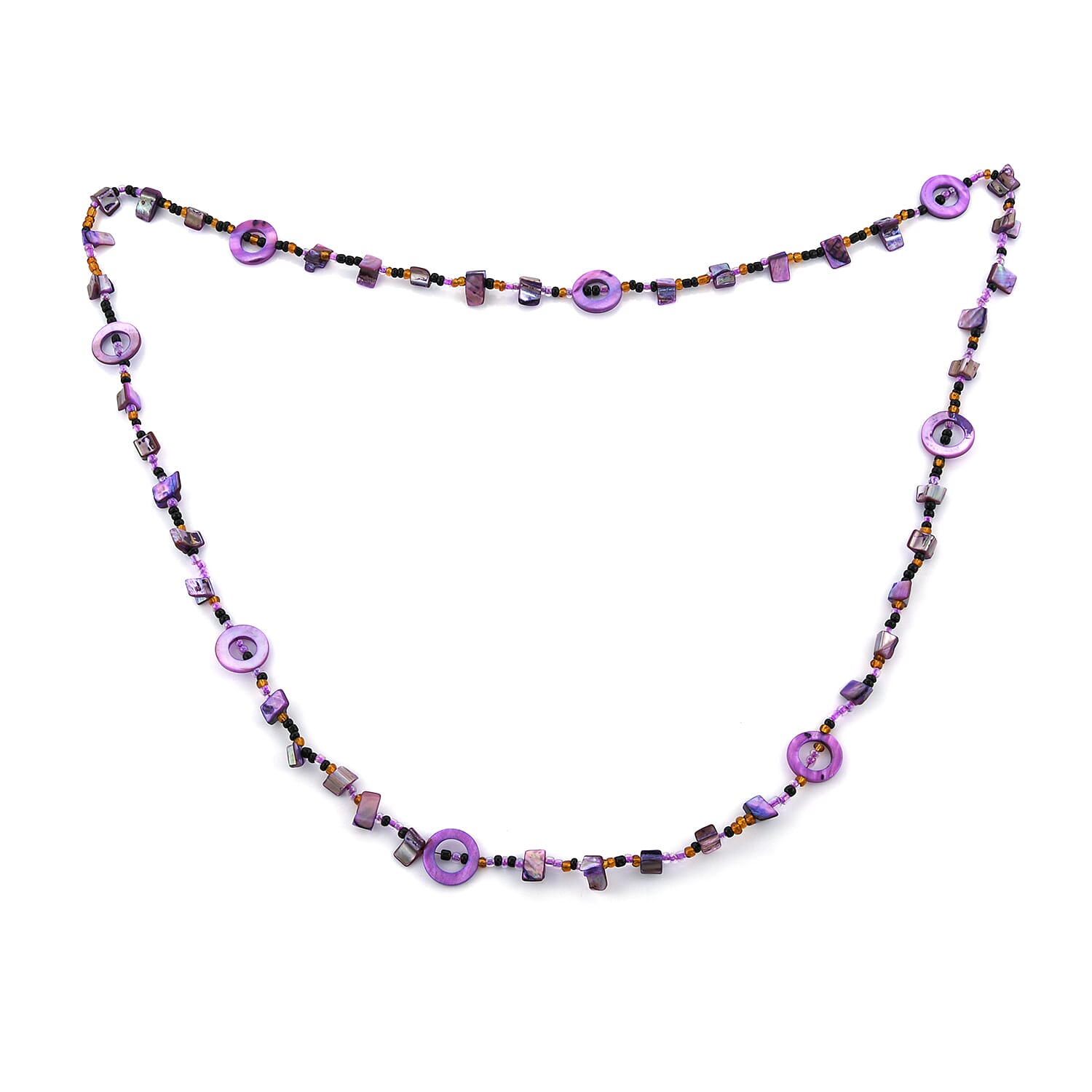 shop lc Purple Resin and Multi Color Seed Beaded Endless Necklace 40 Inches