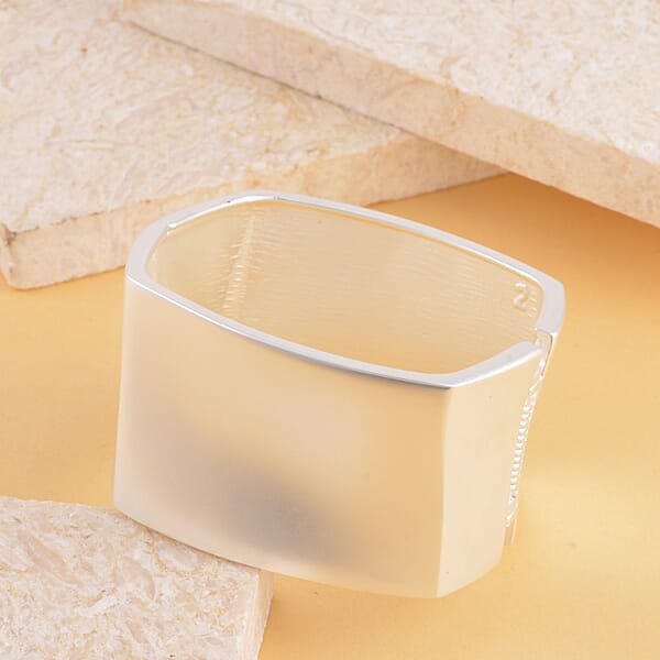 Shop Lc Quadrilateral Shape Bangle Bracelet In Silvertone (6.75 In)