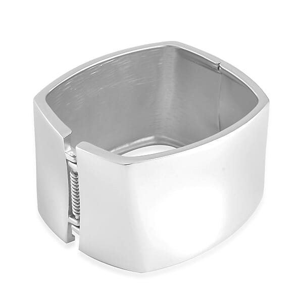 Shop Lc Quadrilateral Shape Bangle Bracelet In Silvertone (6.75 In)