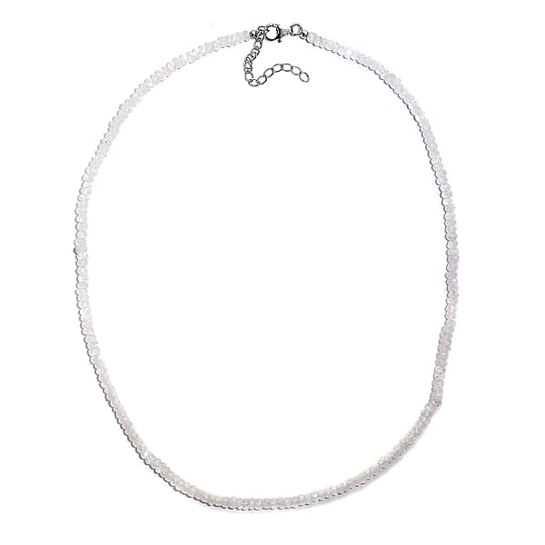 Shop Lc Rainbow Moonstone Moonlit Whisper Beaded 52.00 Ctw Necklace 18 Inches In Rhodium Over Sterling Silver