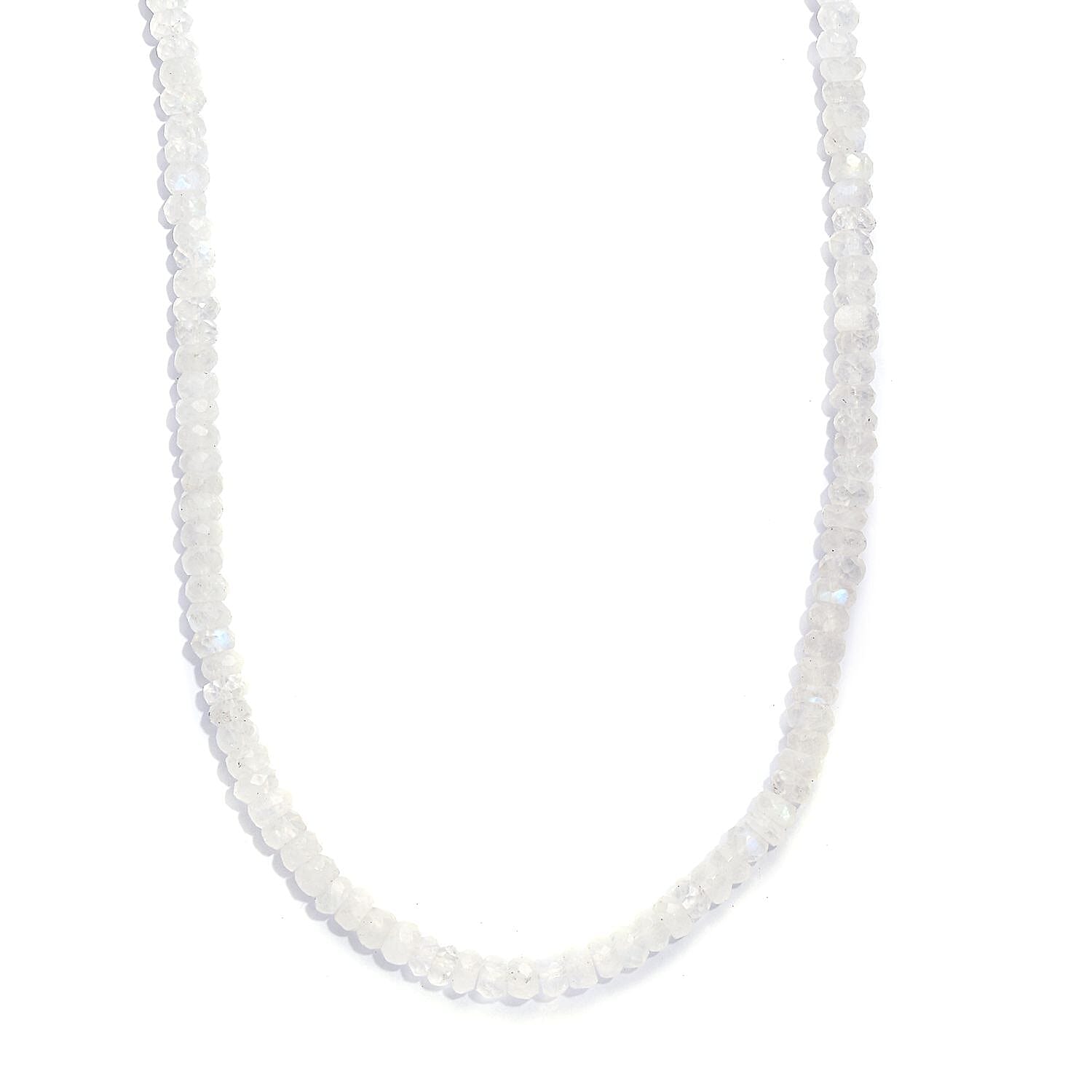 shop lc Rainbow Moonstone Moonlit Whisper Beaded 52.00 ctw Necklace 18 Inches in Rhodium Over Sterling Silver