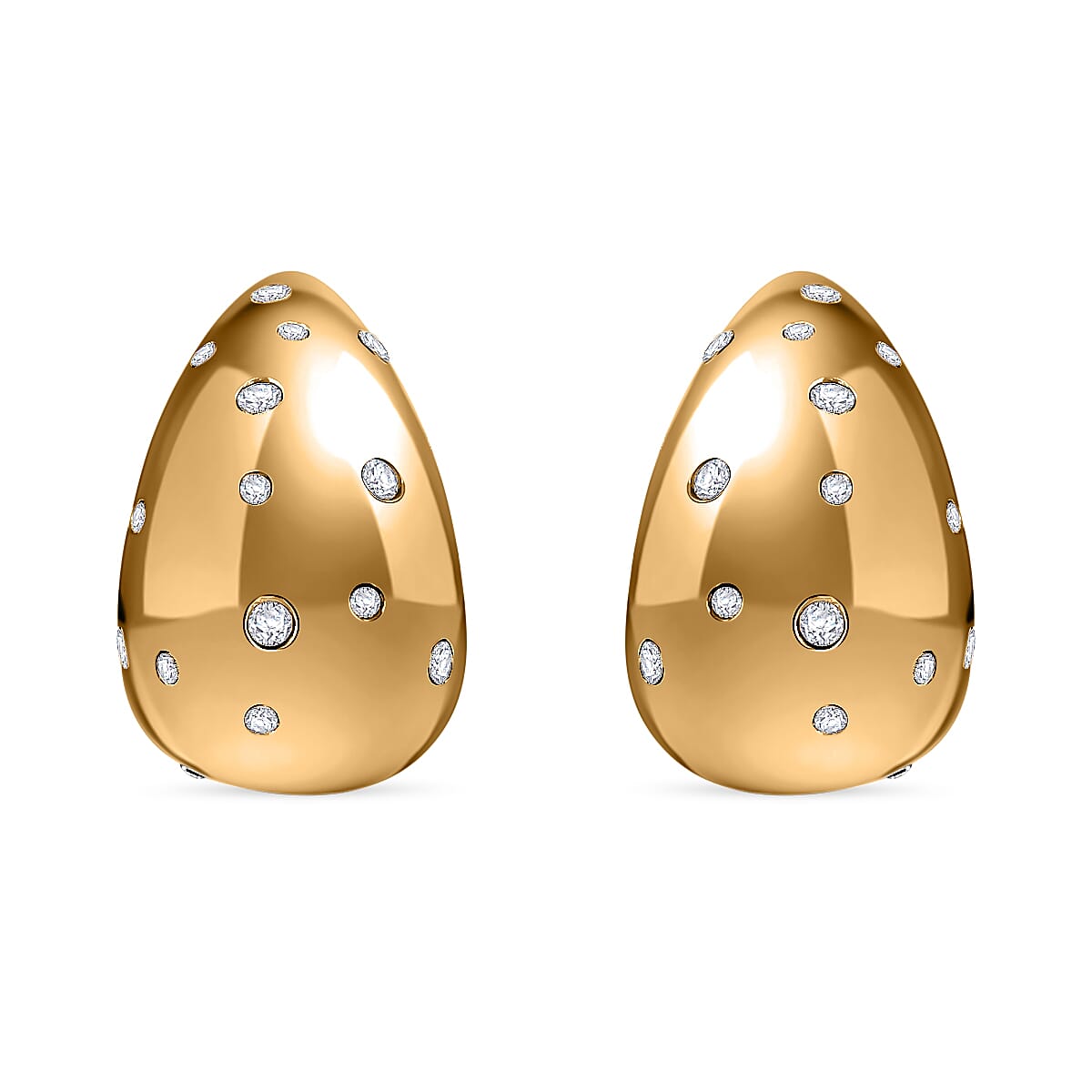 shop lc Raindrop Earrings in 18Kt Yellow Gold over Hypoallergenic Stainless Steel and Simulated Diamonds