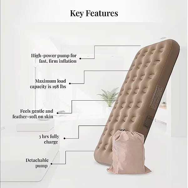 Shop Lc Rechargeable Beige Auto Inflation Air Mattress With Built In Pump