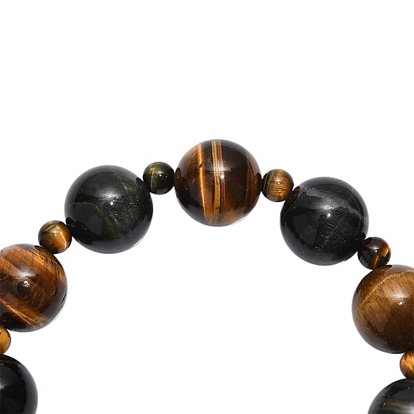 Shop Lc Red And Blue Tigers Eye 230.00 Ctw Beaded Stretch Bracelet
