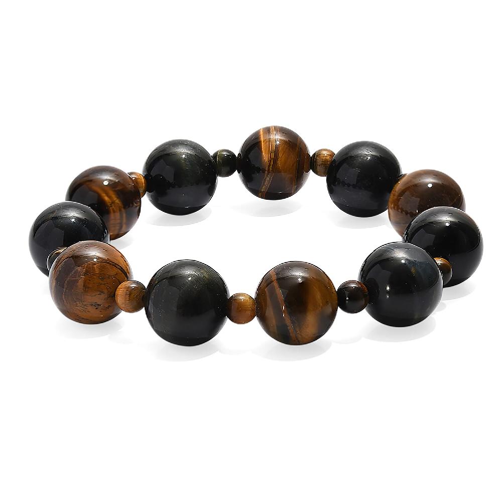 shop lc Red and Blue Tigers Eye 230.00 ctw Beaded Stretch Bracelet